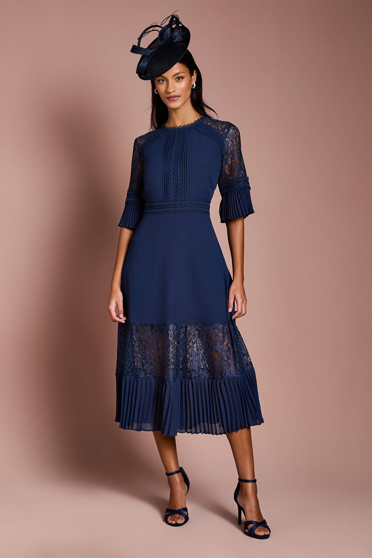 Coast Robe Midi Petite avec Inserts en Dentelle
