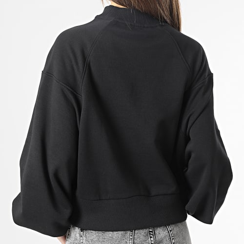 Sweat Col Cheminée Crop Femme W3RQ06-KBK30 Noir Argent
