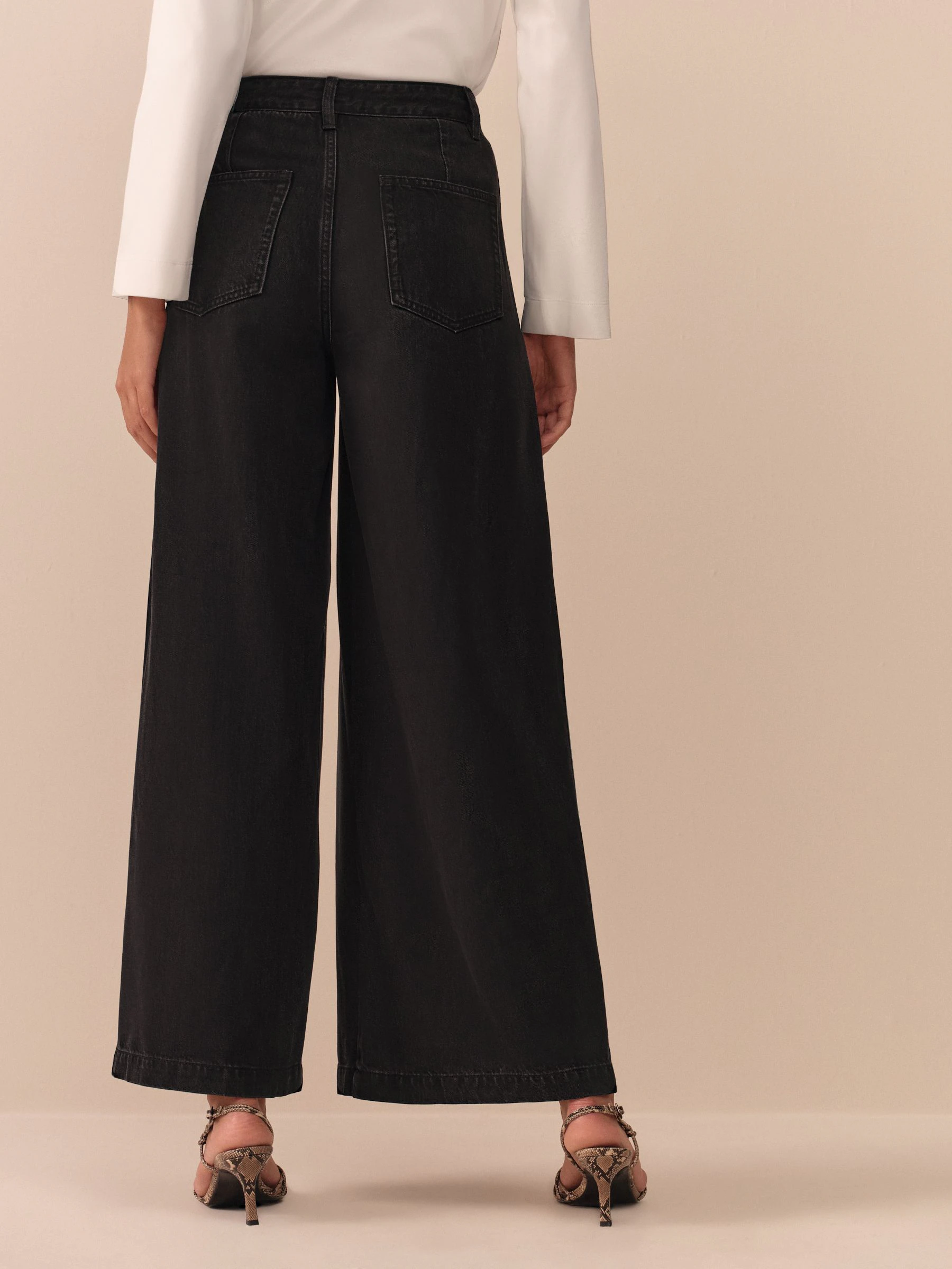 Zwart - N. Premium Palazzo-jeans met wijde pijpen