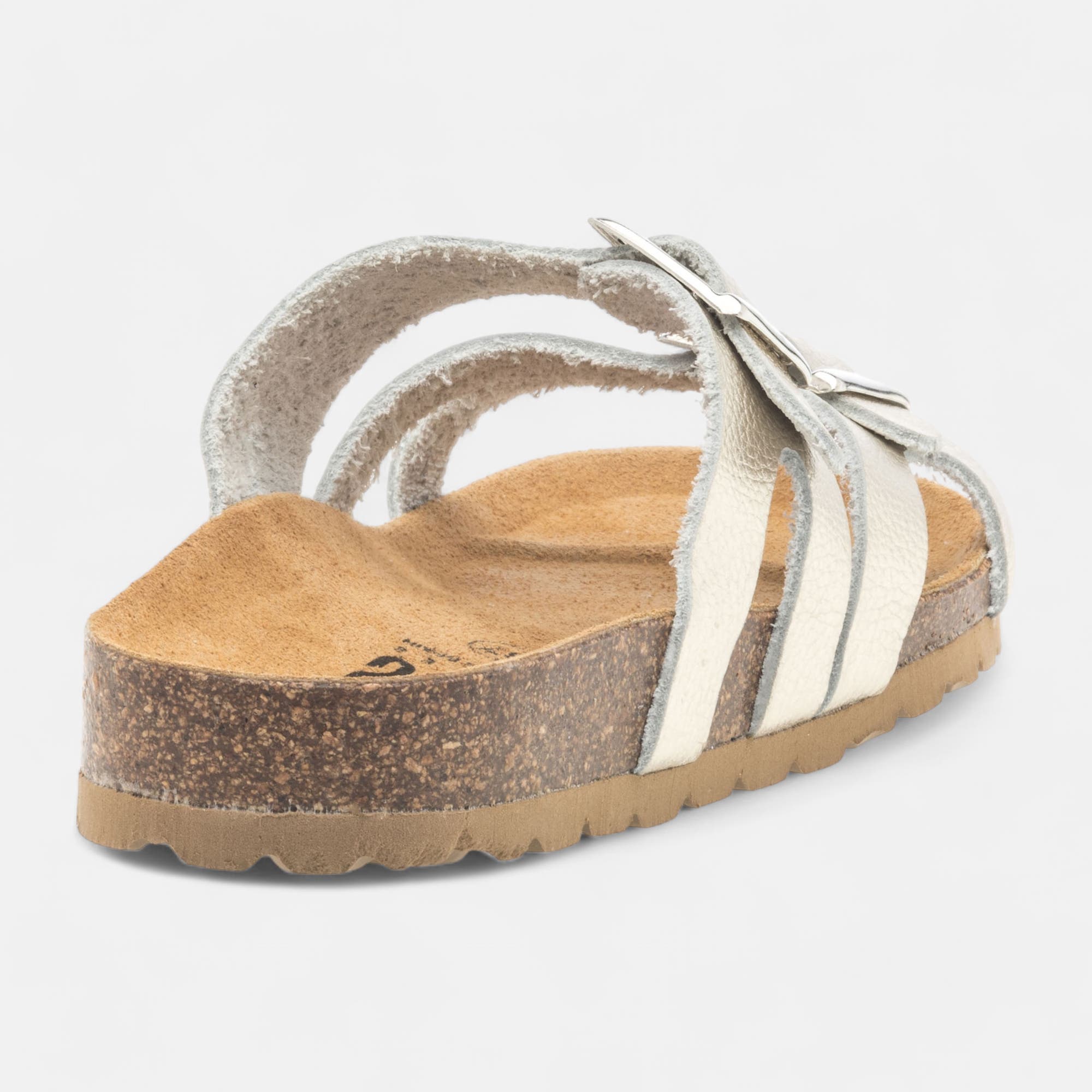 Mules semelle liège Femme en cuir or