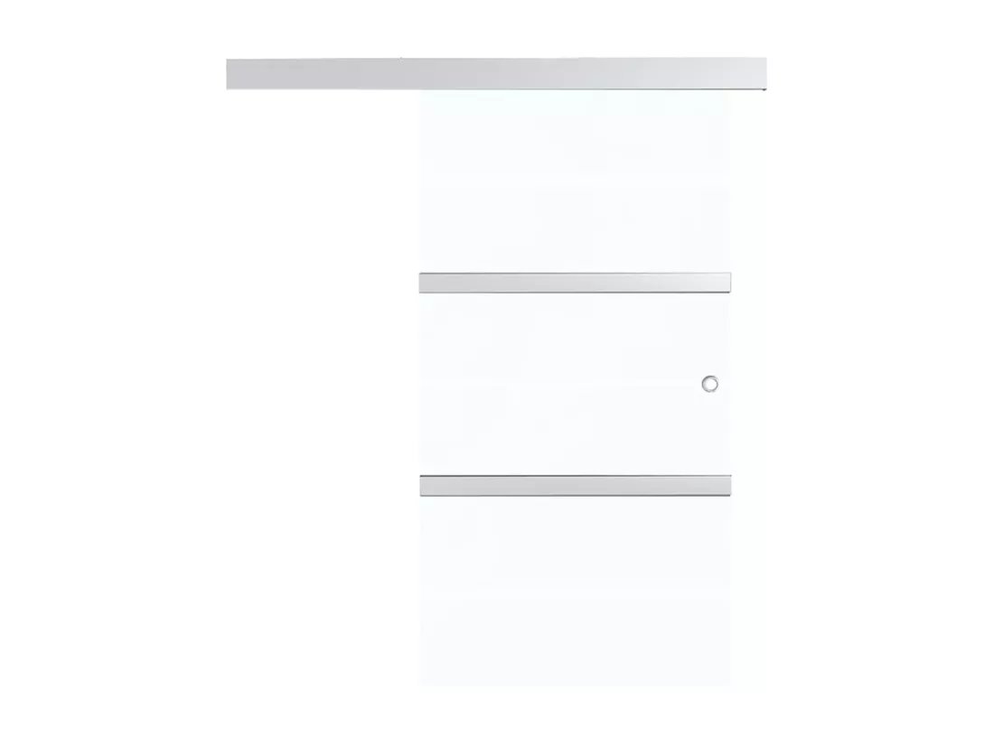 Porte coulissante butées souples Verre ESG aluminium 90x205 cm