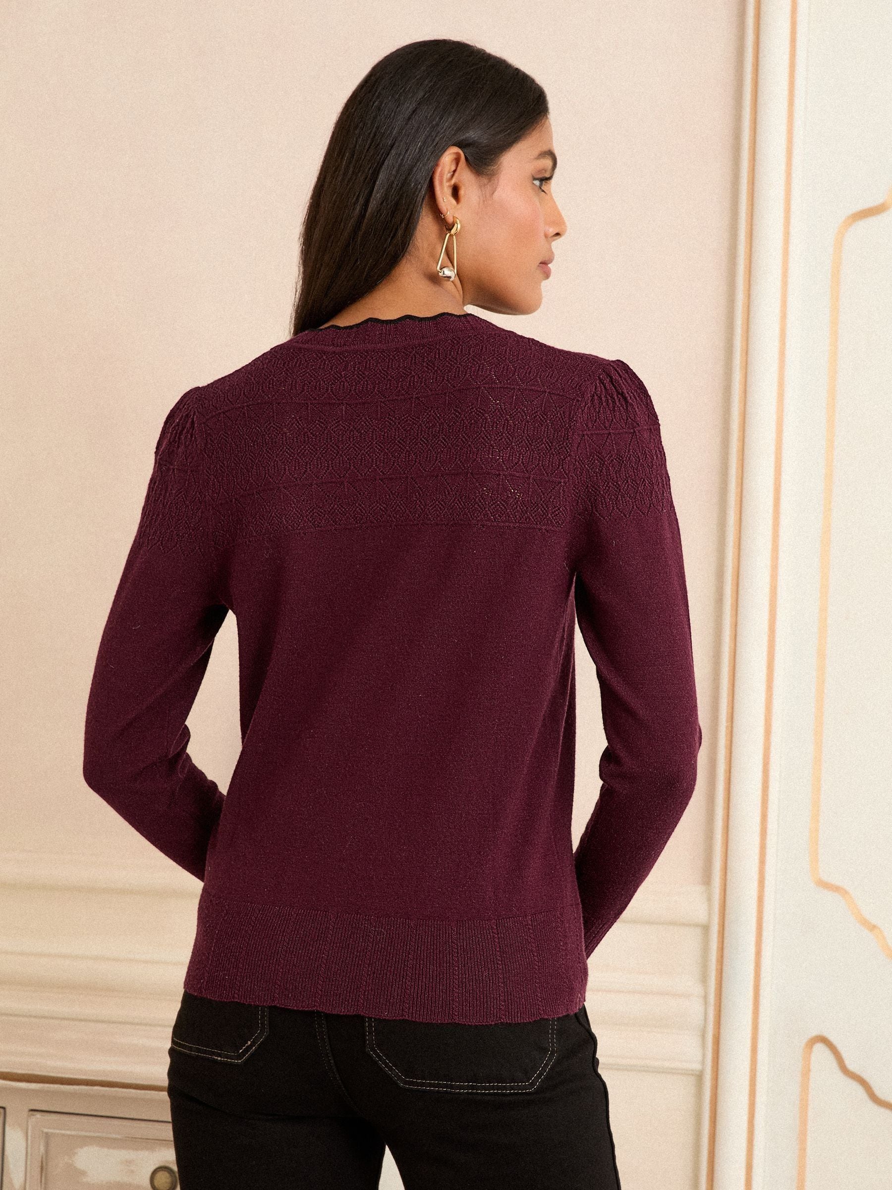Berry Tipped Scallop - Love & Roses Knitted Cardigan