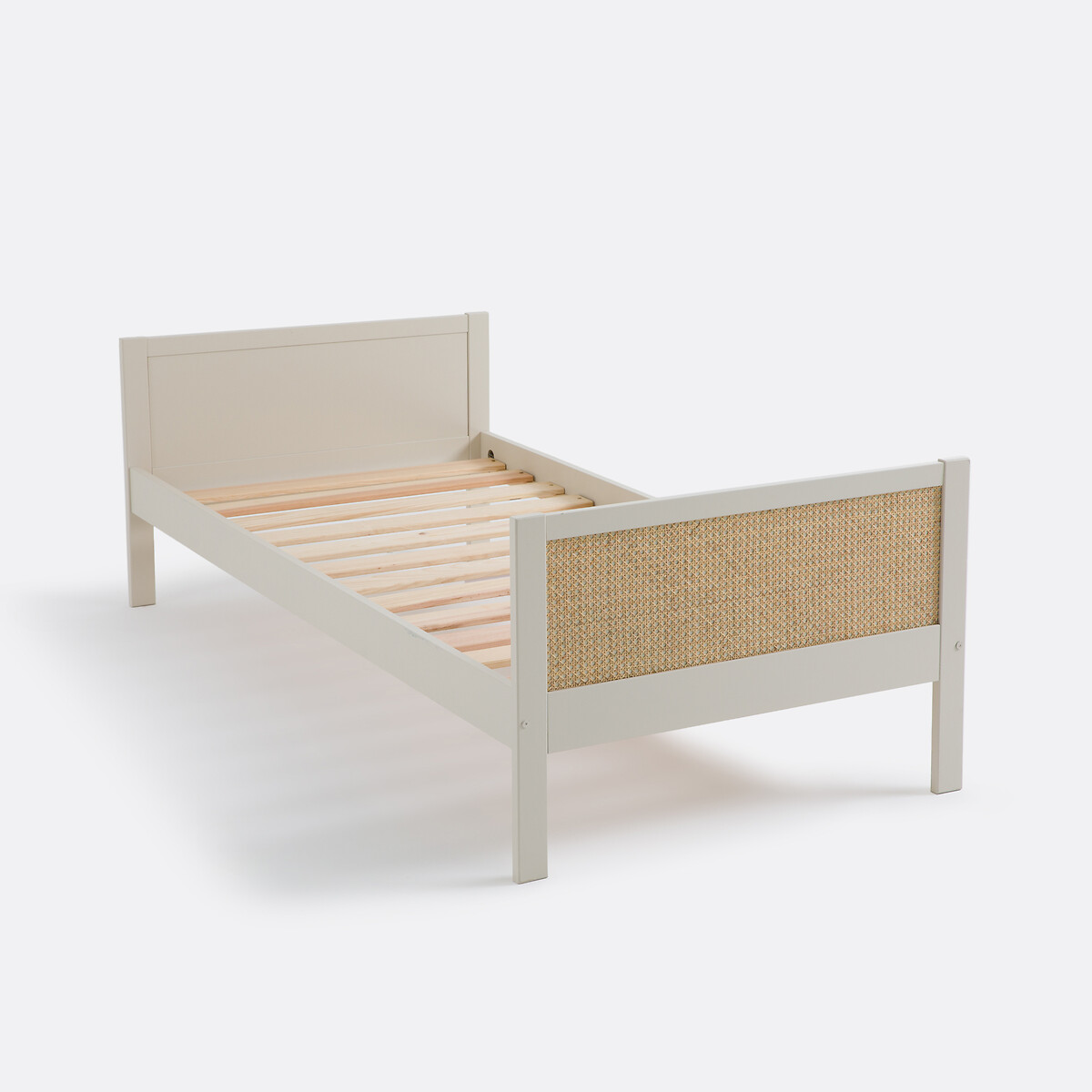 LA REDOUTE INTERIEURS<br>Cama de solteiro em pinho e junco com estrado de ripas, Caneo
