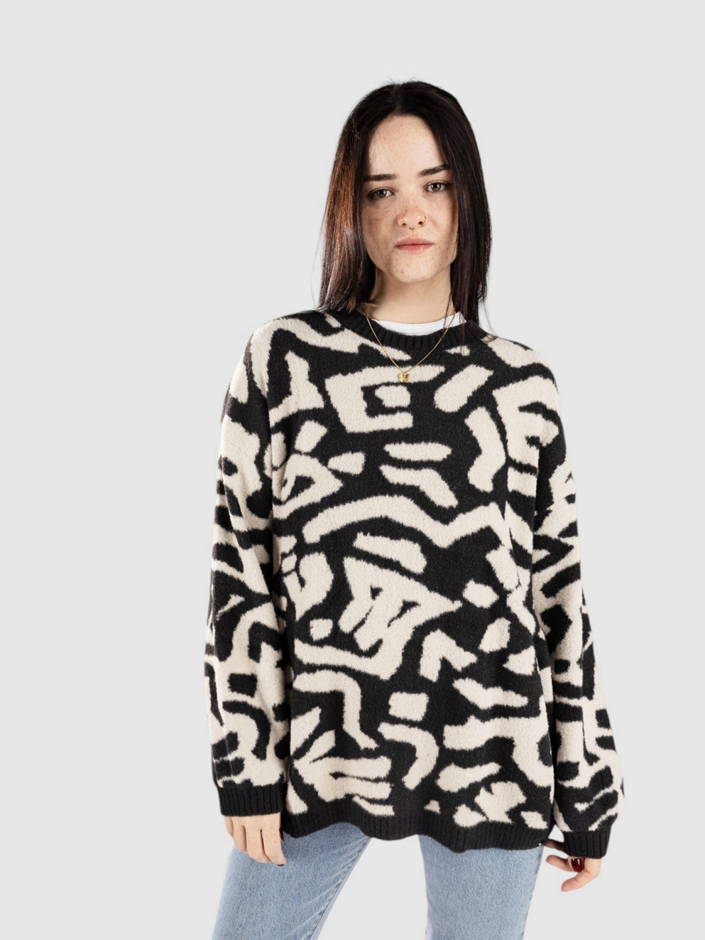 Rip Curl The Search Jaquard Crew Pullover black/white