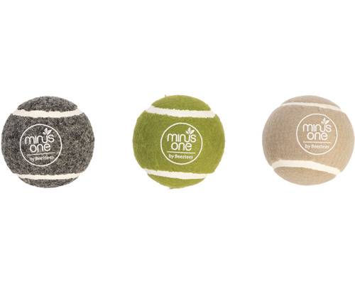 Hondenspeelgoed beeztees Minus one tennis ball 3 st. grijs groen beige 6 cm