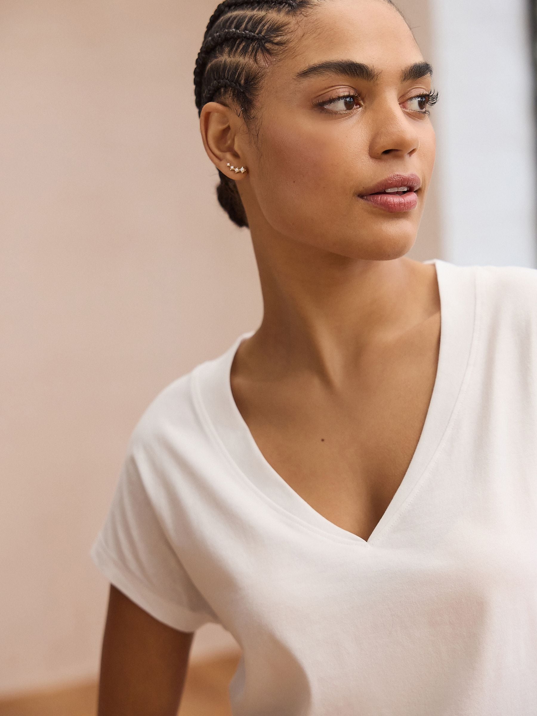 Nieuw wit - T-shirt met V-hals en kapmouwtjes