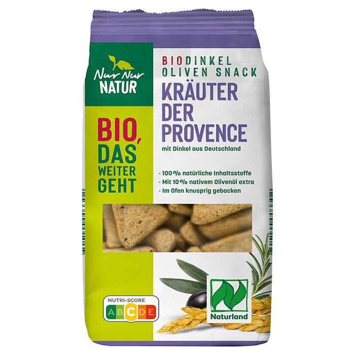 NUR NUR NATUR Bio-Dinkel-Oliven-Snack 150 g, Kräuter