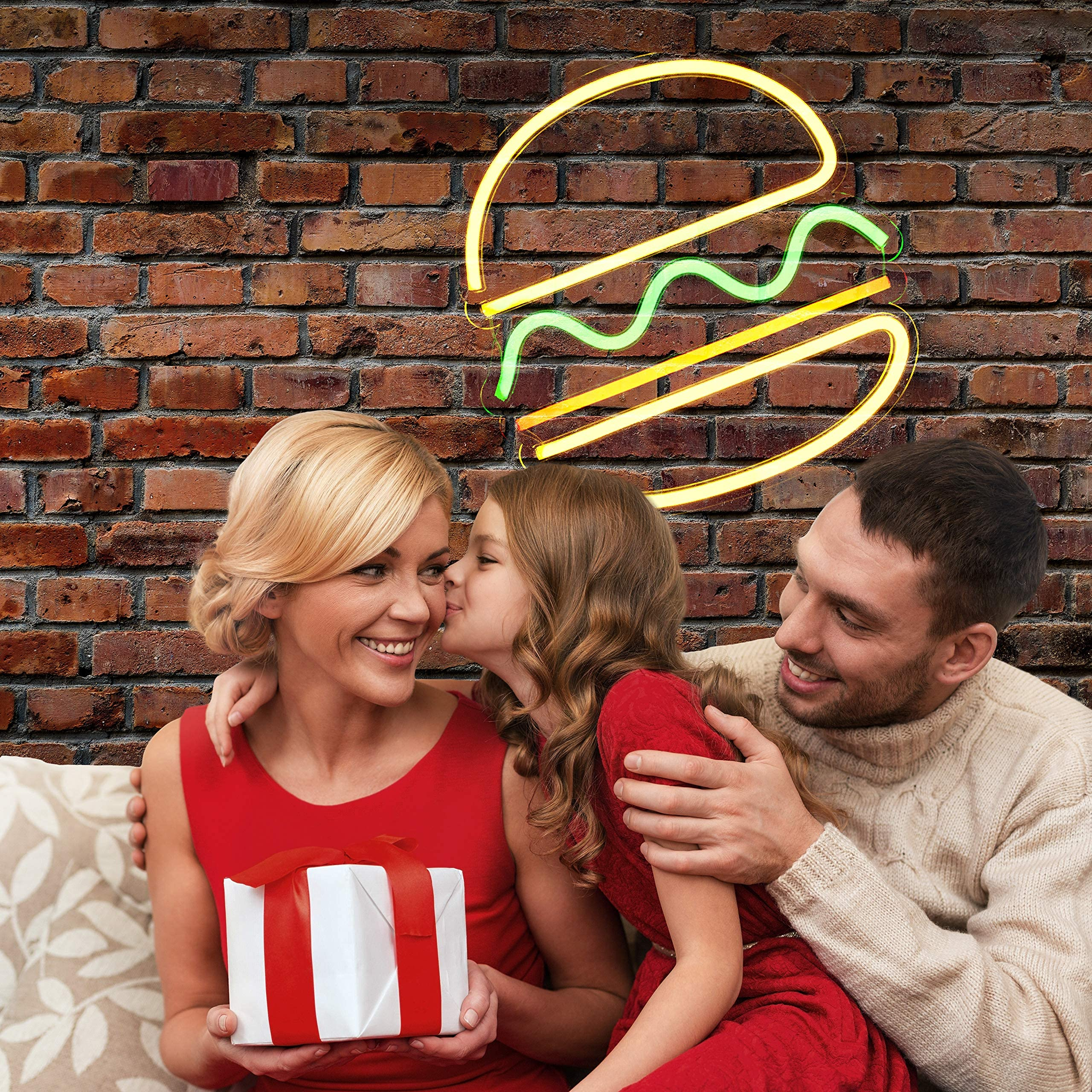 (30x30cm) LED Neon Sign Burger Wand Deko Licht Schild Home / Party Accessoire (USB) - Bunt