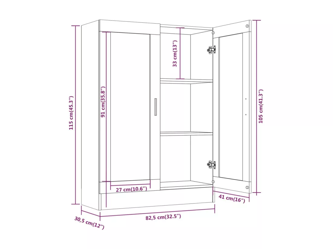 Armoire à vitrine Sonoma gris 82,5x30,5x115cm Bois d'ingénierie
