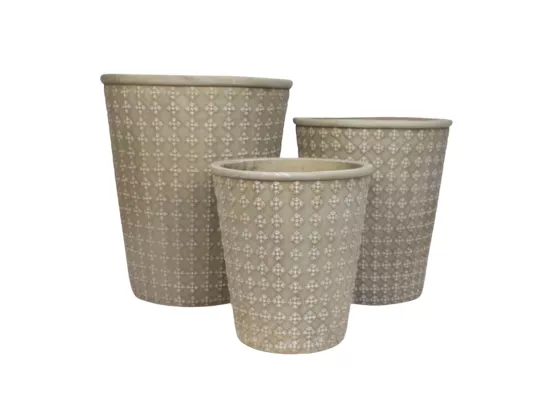 3 Cache-pots grandes tailles plante extérieur béton vert 32-41-50cm