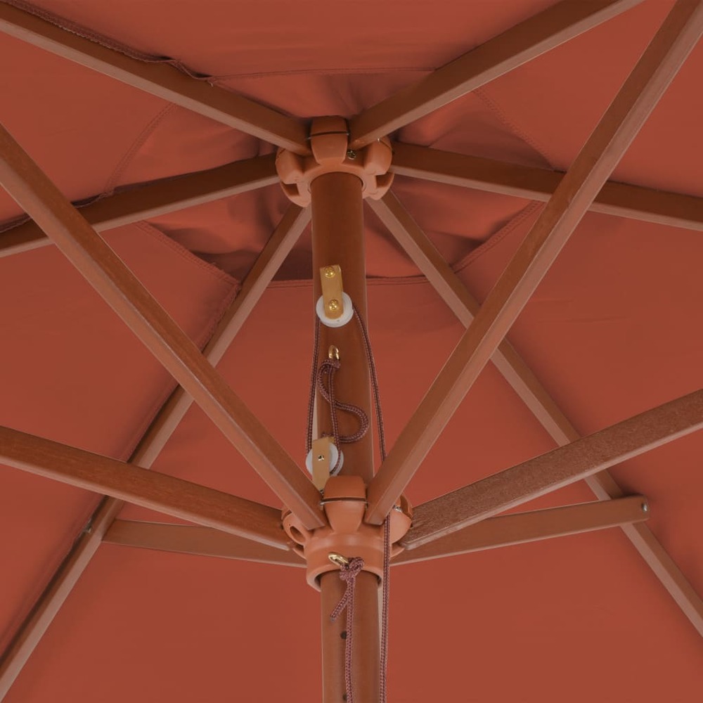 Parasol d'extérieur avec mât en bois 270 cm orange