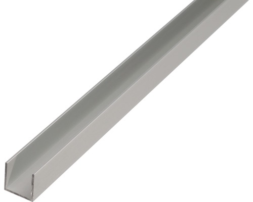 U-profiel aluminium, zilver geanodiseerd, 25x25x2 mm, 1 m