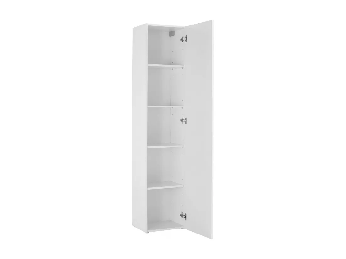 Armoire polyvalente Dgrassi, Étagère à chaussures avec 1 porte et 4 étagères, Armoire multifonctionnelle, 100% Made in Italy, 40x30h180 cm, Blanc brillant