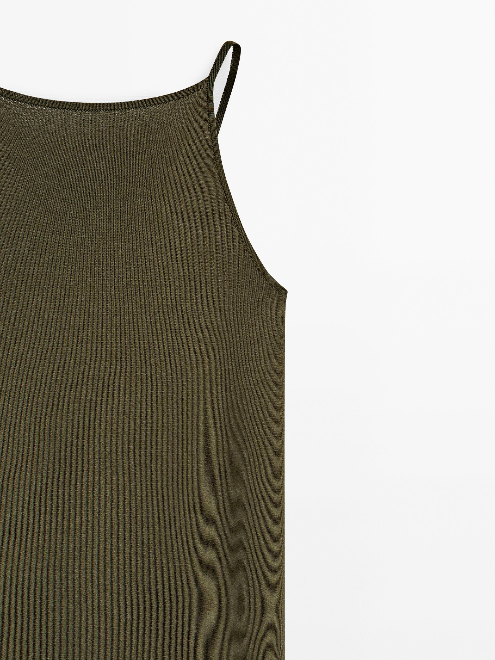 Vestido cuadrado escote com amarração - DARK KHAKI