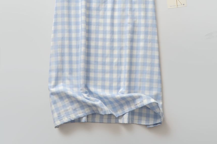 Finlies - Henley Gingham pyjamajurk met korte mouwen