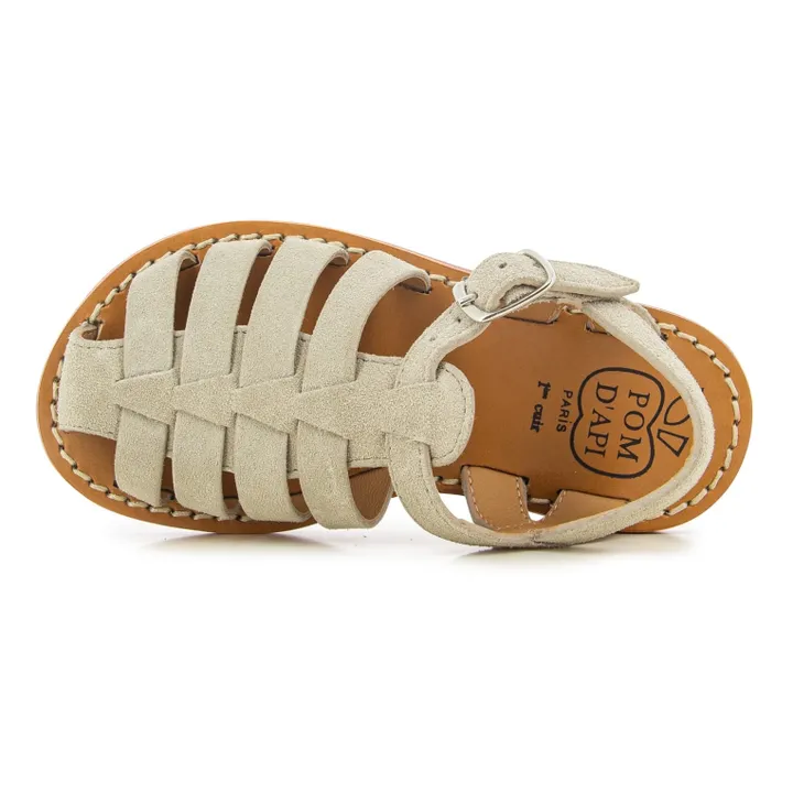 Pom d'Api Sandales Plage-Stitch Dad | Gris clair