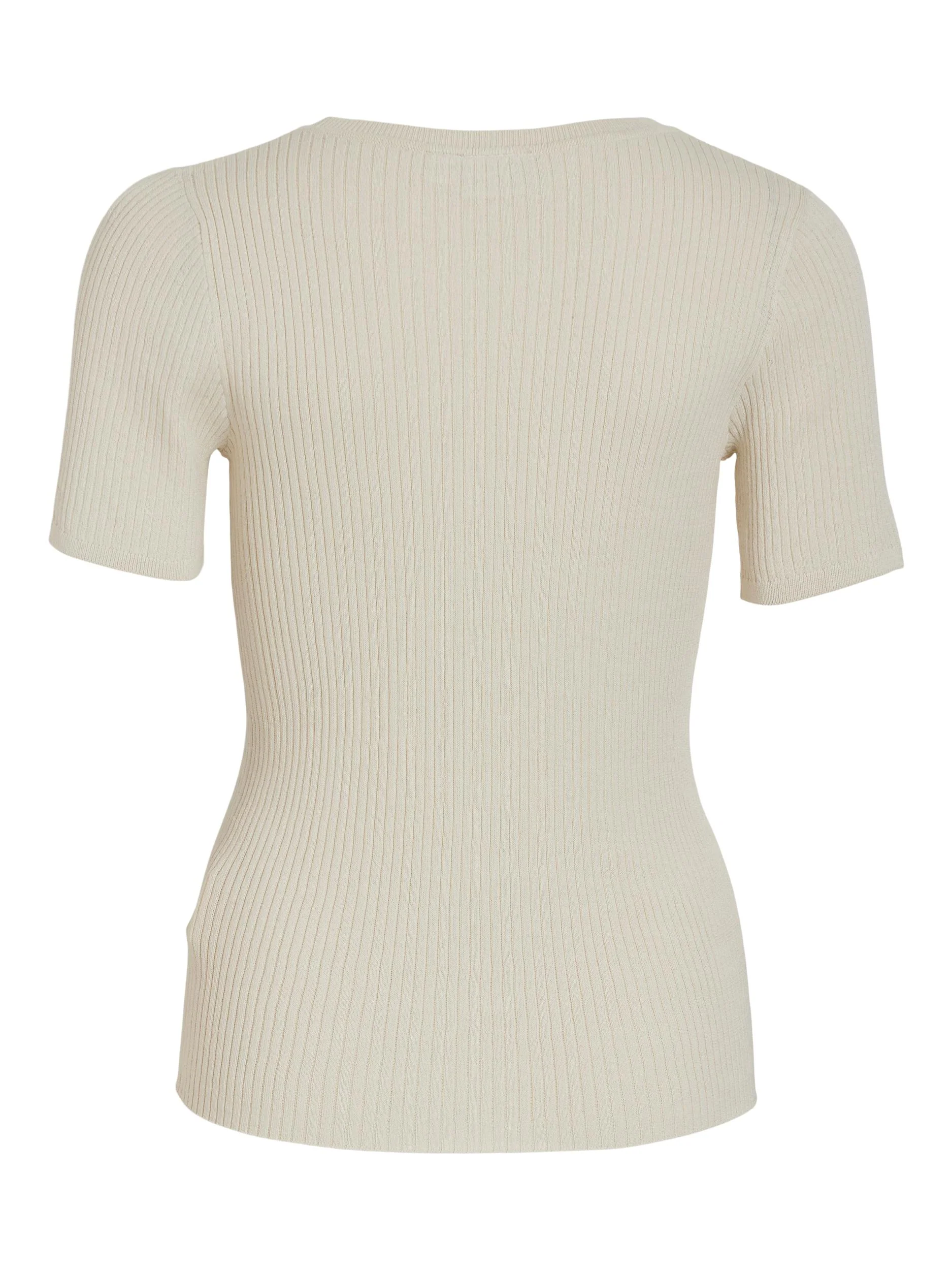 Vila  Viisla ribstrikket t-shirt - Birch