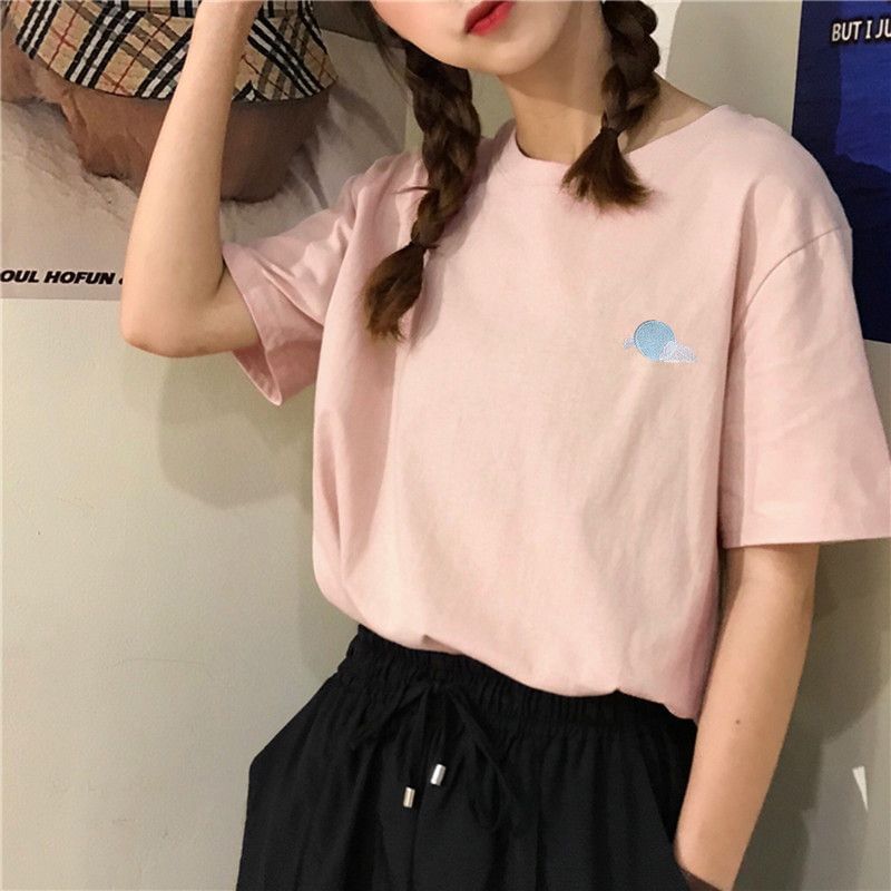Ukiyo - Geborduurd T-shirt met elleboogmouwen