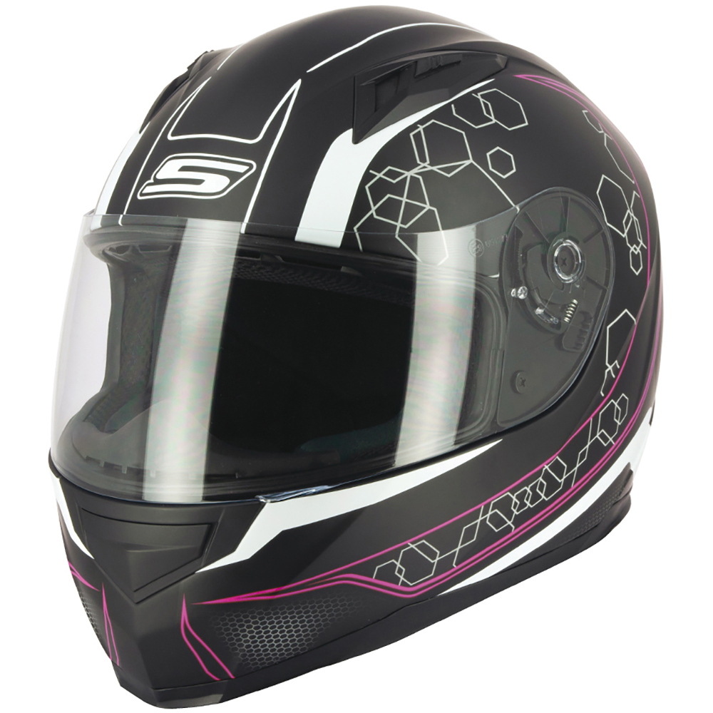S-Line - Casque Apex S448 Deco Noir Mat / Rose