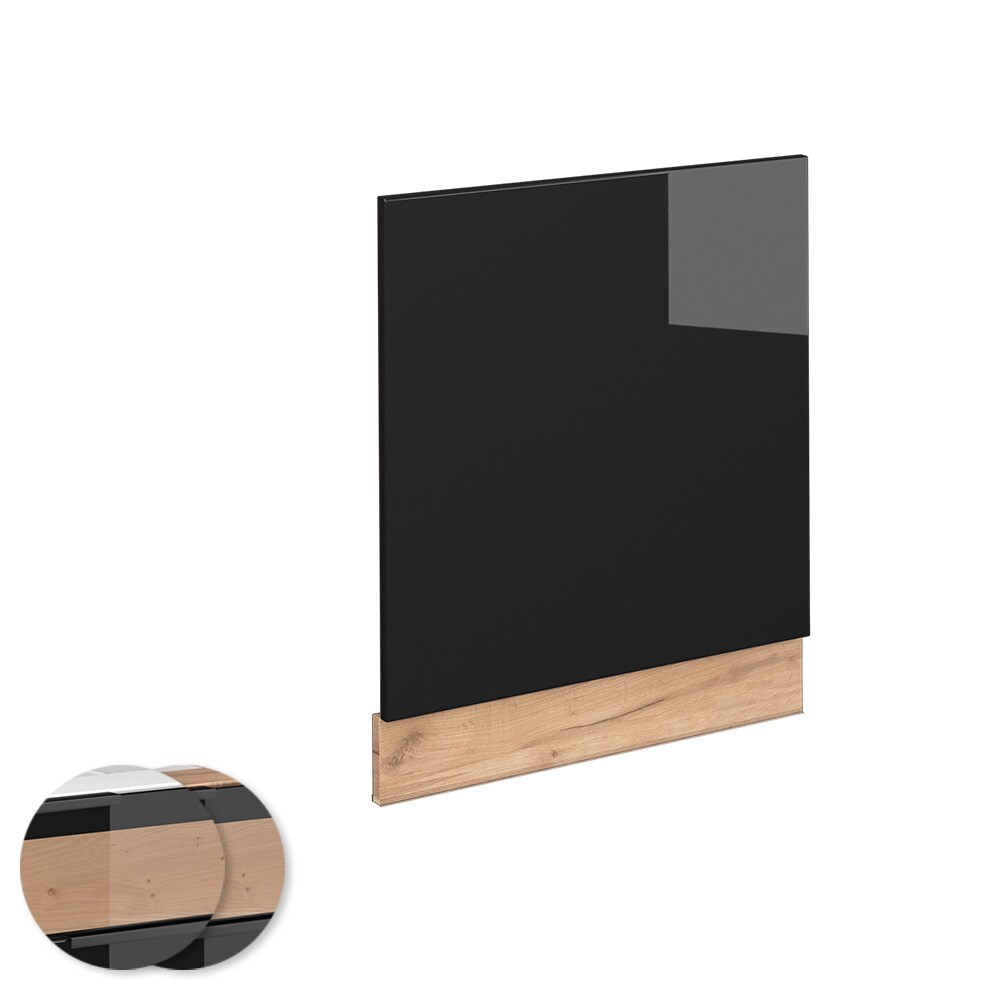 Vicco Geschirrspülerblende Geschirrspülfront Küchenmöbel Fame-Line Eiche Schwarz 60 cm modern Hochglanz