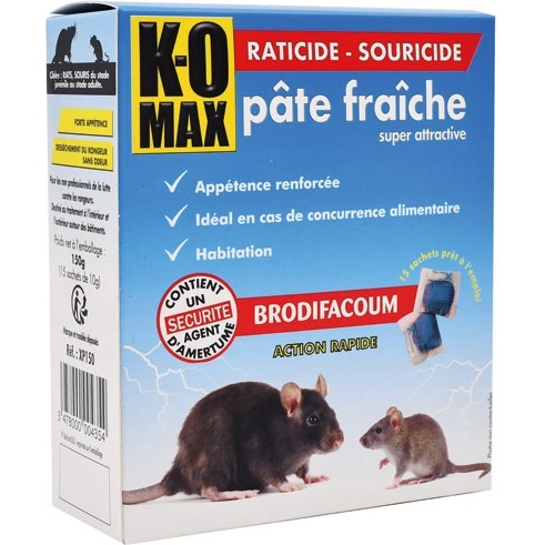 Appât pâte fraiche - rats et souris - super attractive - 150 g - 15 sachets