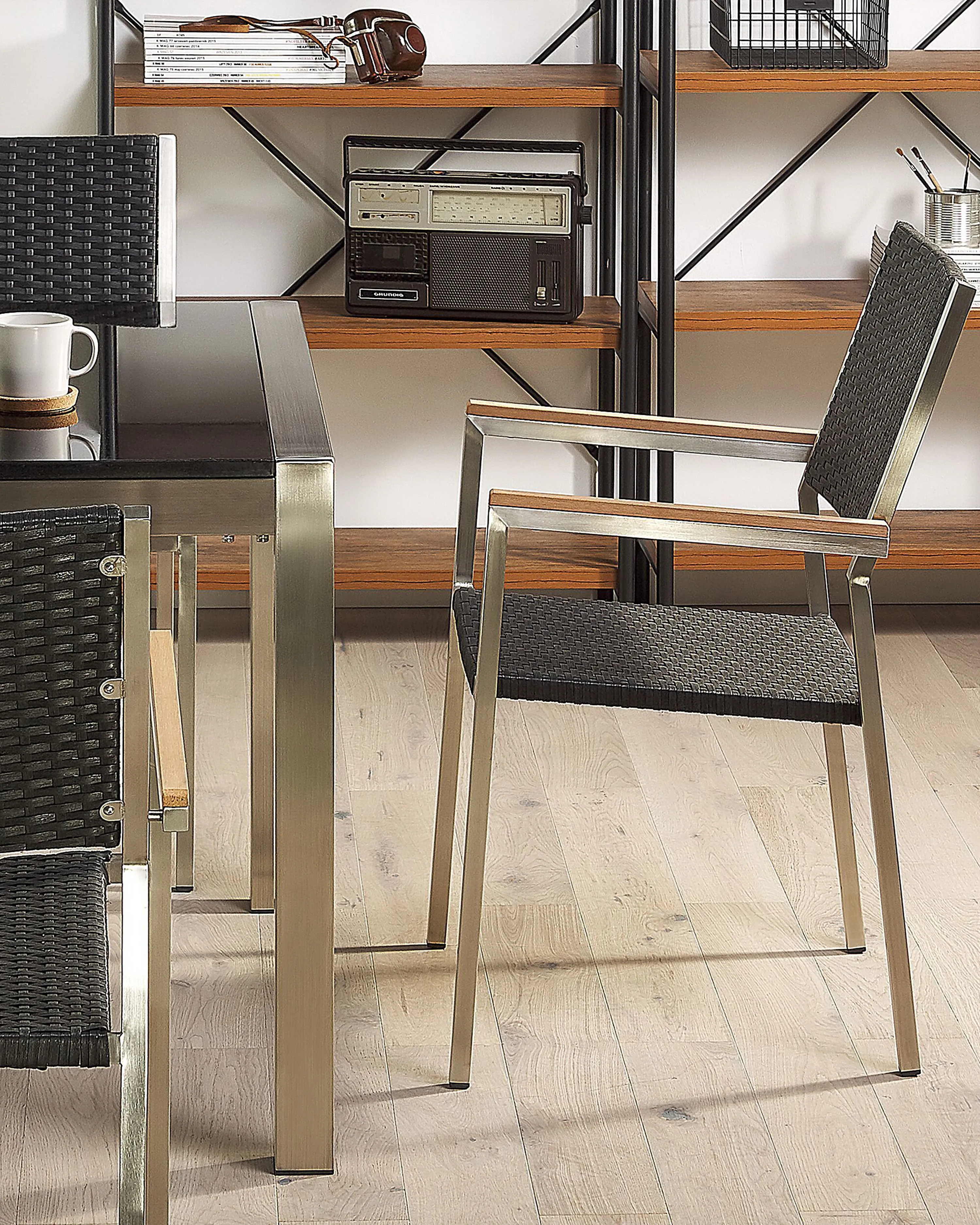 Tuinstoelen, set van 4 zwart wicker GROSSETO