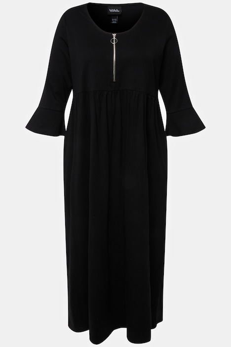 Jerseykleid, A-Linie, Empirenaht, Rundhals, 3/4-Arm
