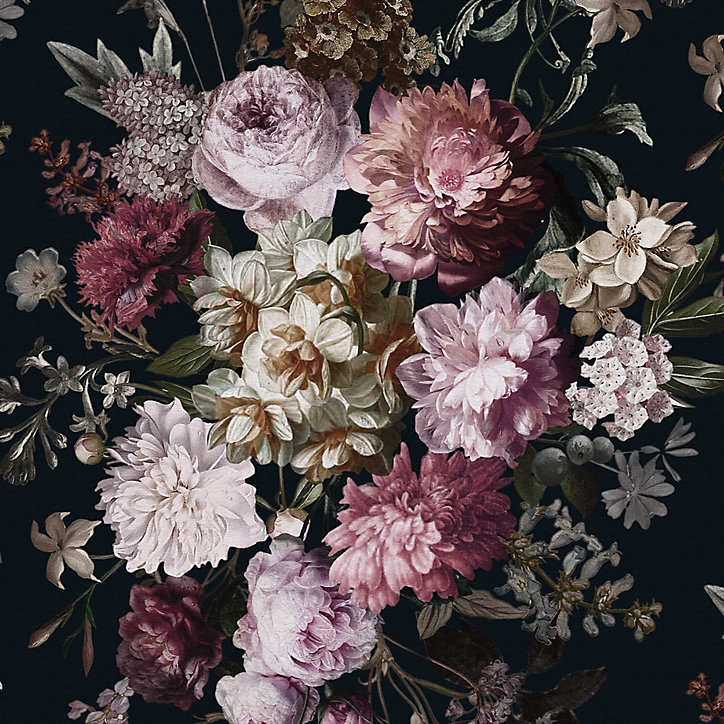 Papier peint Intissé GoodHome Chryso rose et noir
