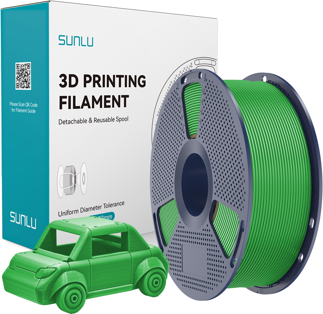 SUNLU  PETG Green, 1,75 mm / 1000 g    Zähes, leicht zu druckendes PETG Filament