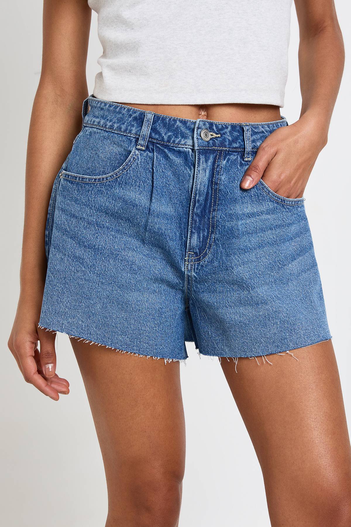 boohoo Short En Jean Large Et Évasé Taille Haute