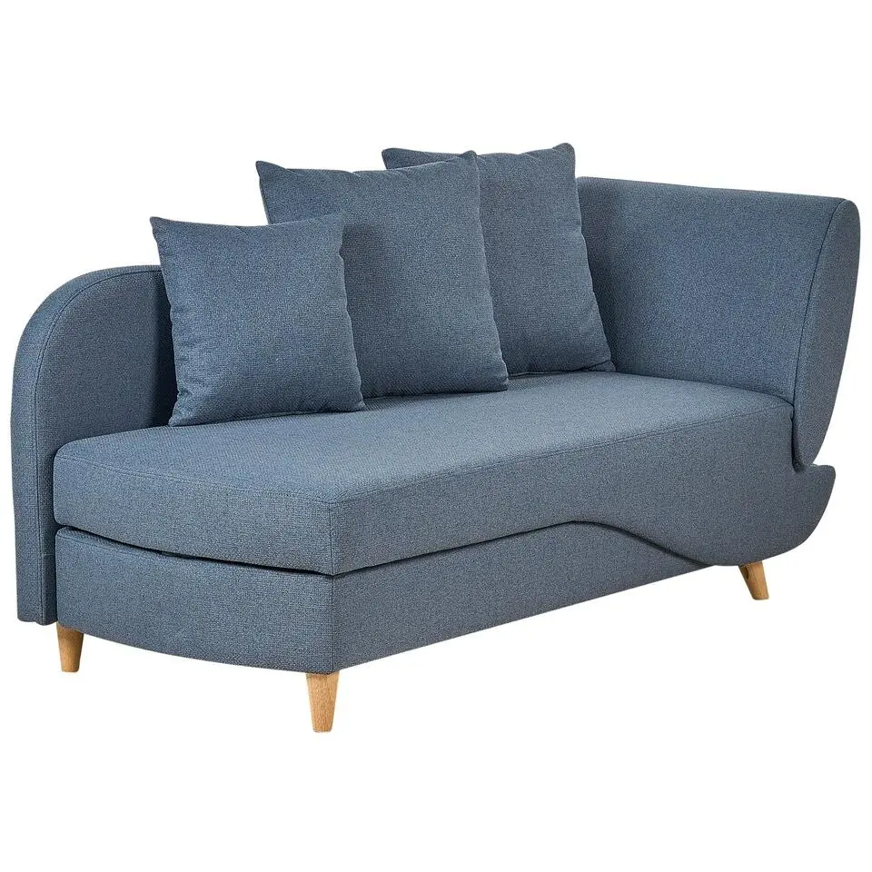 MERI II - Chaise longue met opbergruimte - Blauw - Rechts - Fluweel