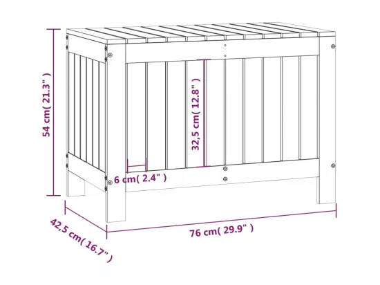 Boîte de rangement de jardin Noir 76x42,5x54 cm Bois massif pin