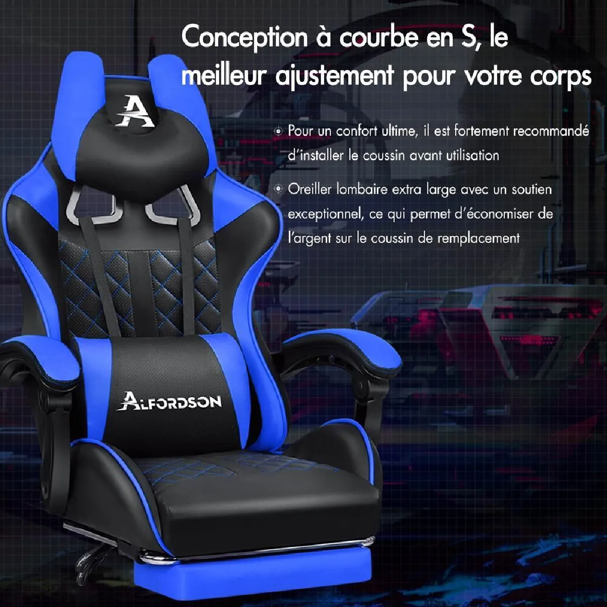 ALFORDSON Racer - Bleu/Noir