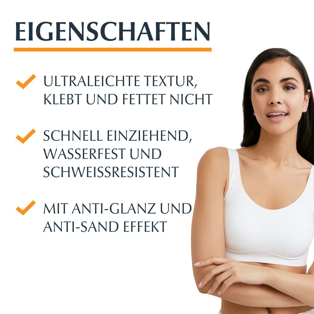 Eucerin® Oil Control Body Sun Dry Touch Gel-Creme LSF 50+ – sehr hoher Sonnenschutz mit ultra leichter Textur, Anti-Sand Effekt und Anti-Glanz Effekt