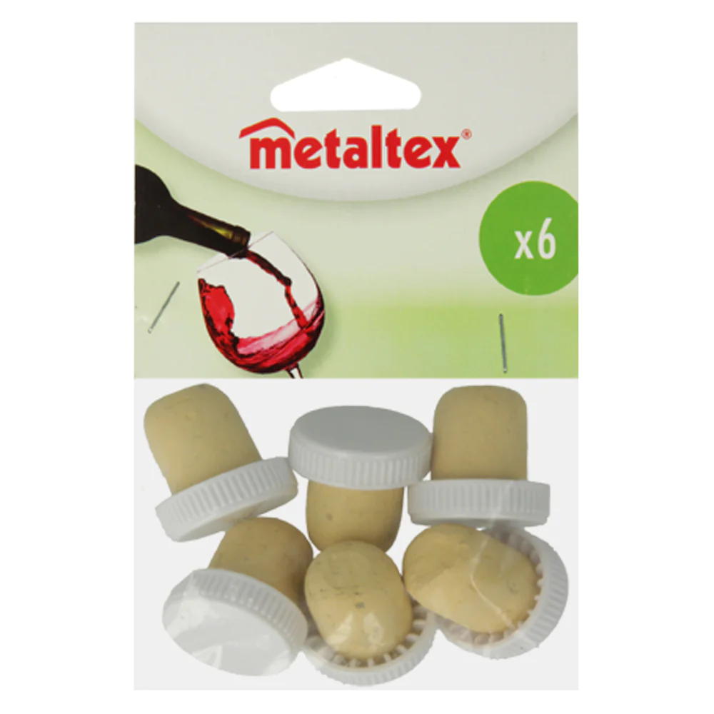 6 bouchons en liège avec tête plastique Metaltex