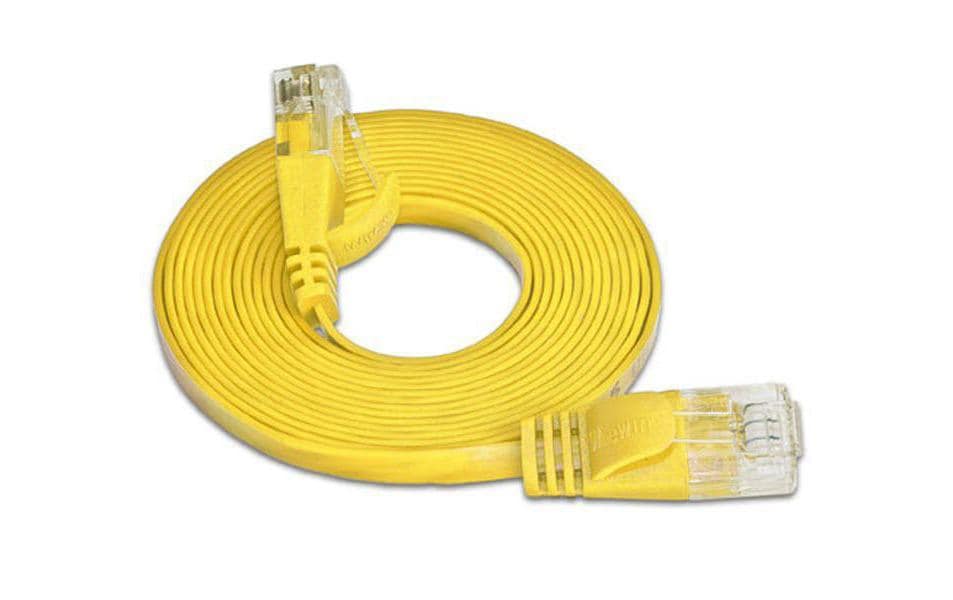 Slimpatchkabel RJ-45 - RJ-45, Cat 6, UTP, 2 m, GelbUnscreened/Unshielded Twisted-Pair-Kabel (UTP) mit Klinkenschutz