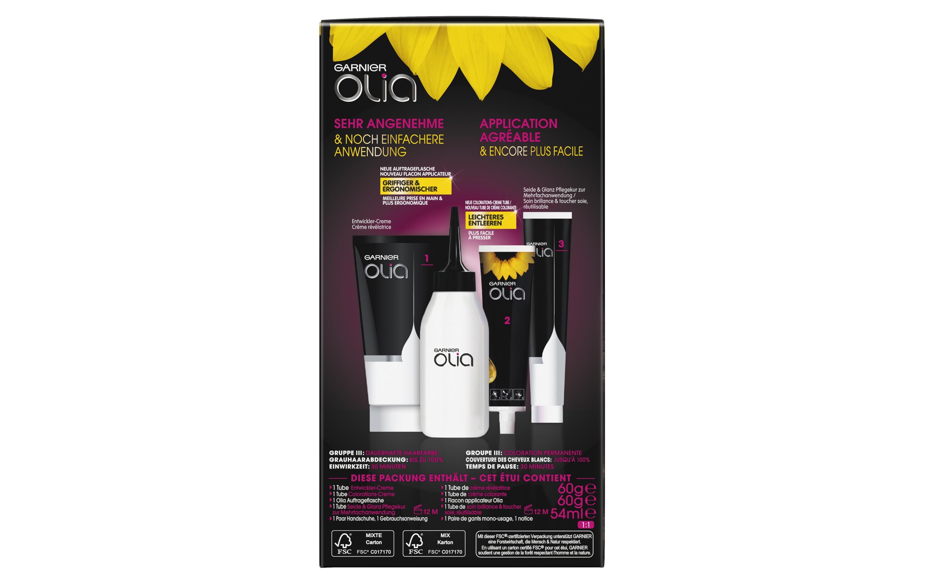 Haarcoloration Olia 3.0 Schwarz-BraunHaarfarbe sorgt für intensive Farbkraft und geschmeidiges, glänzendes Haar