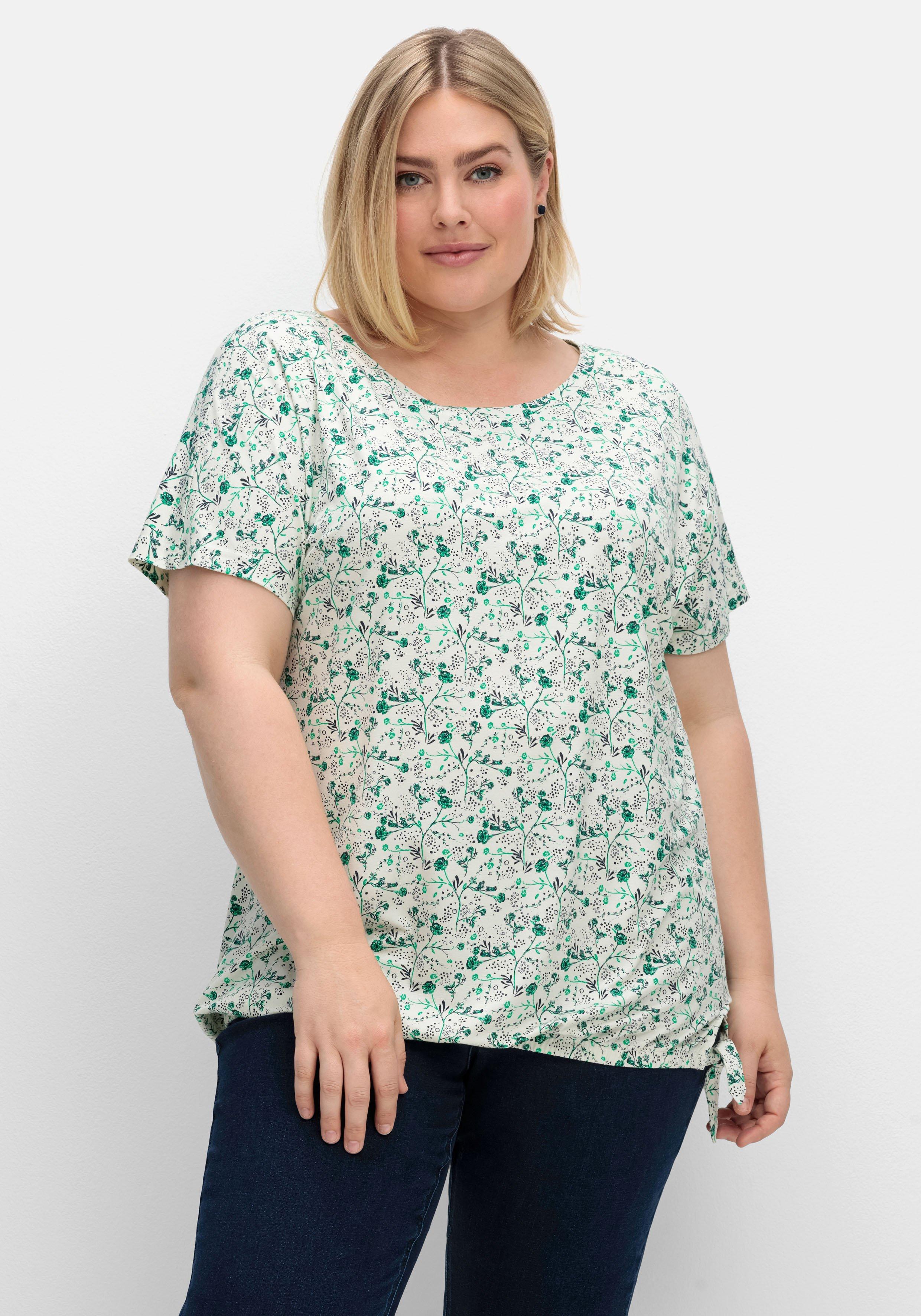 T-Shirt mit Gummizugbund und Knotendetail