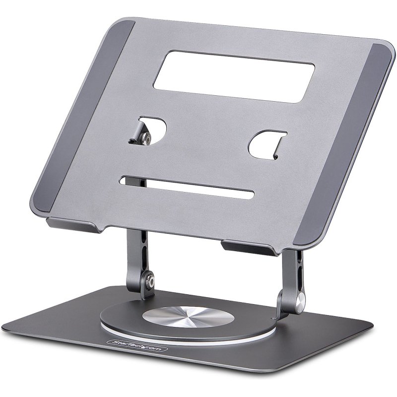 StarTech.com Support Rotatif pour PC Portable, Base Pivotante à 360°, Support Rotatif pour Bureau, Hauteur et Inclinaison Réglables, Poids Max 5kg, Construction en Aluminium, Design Portable