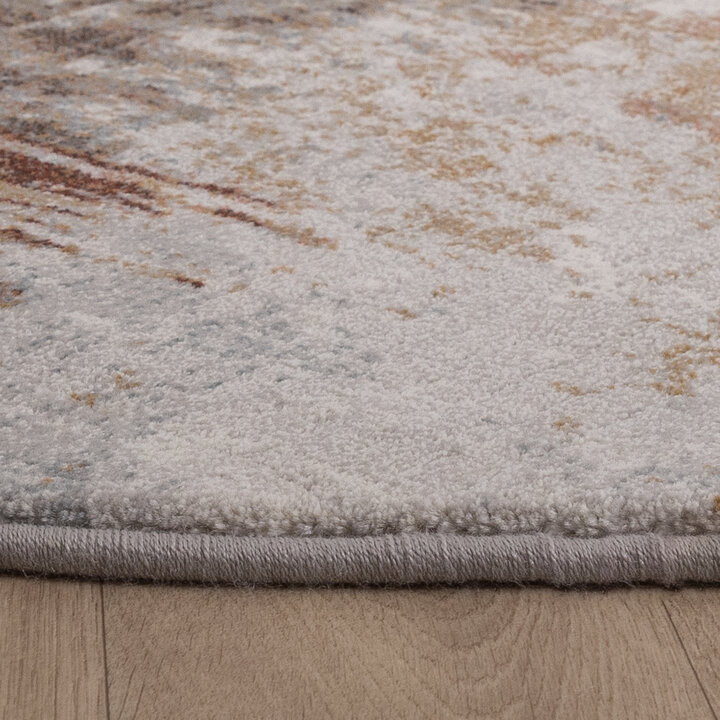Rond abstract vloerkleed - Xavier Scratch Taupe/Rood
