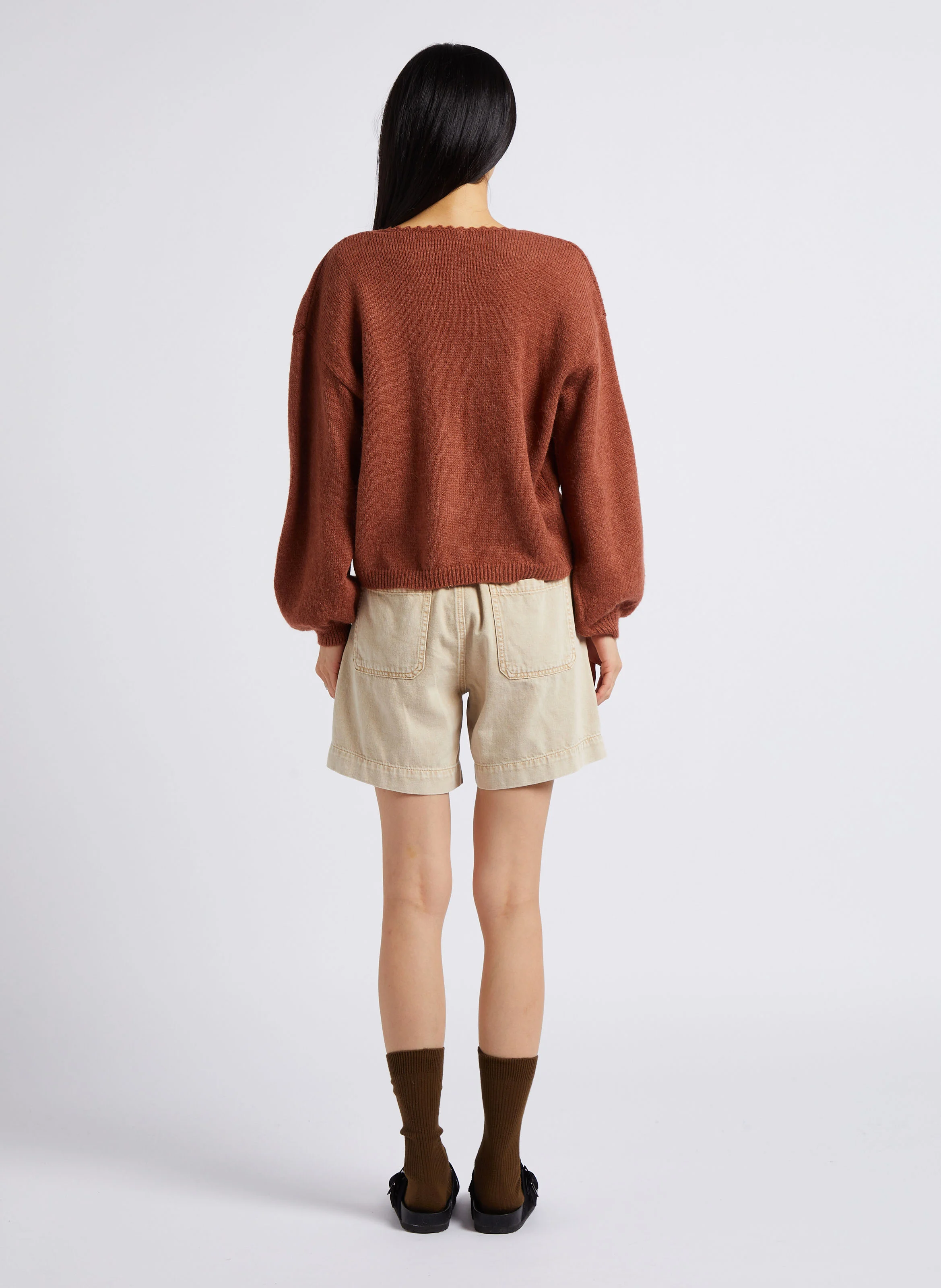 LUNAMI - Cardigan col V | Marron