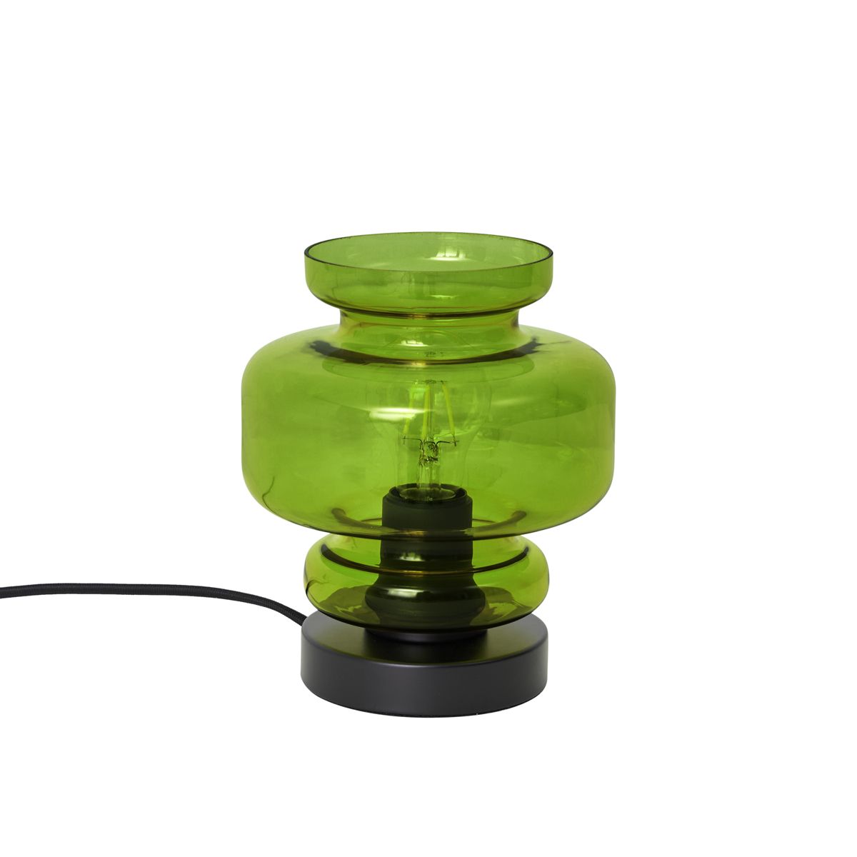 Retro tafellamp zwart met groen glas - Denise