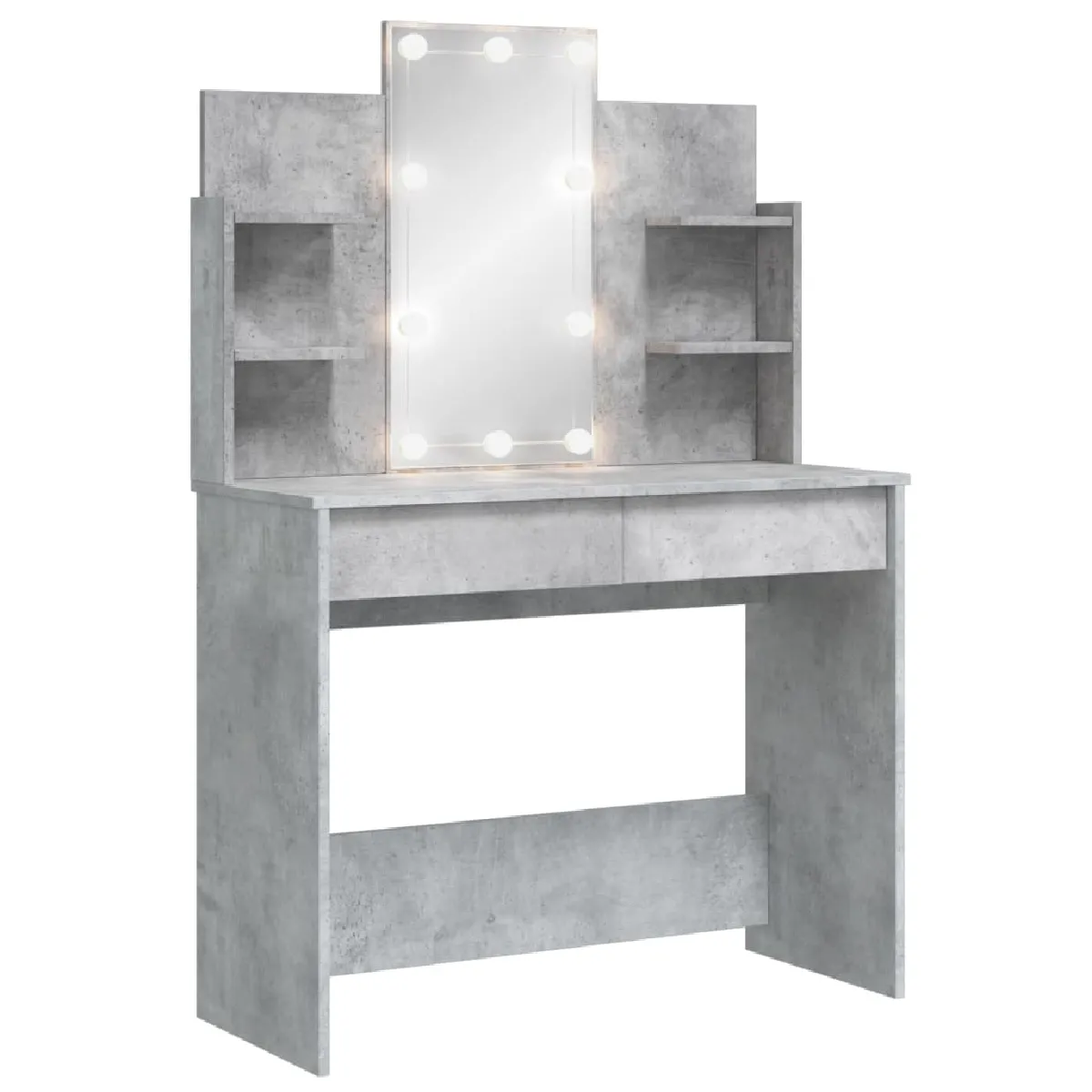 vidaXL Coiffeuse LED avec miroir - Gris béton