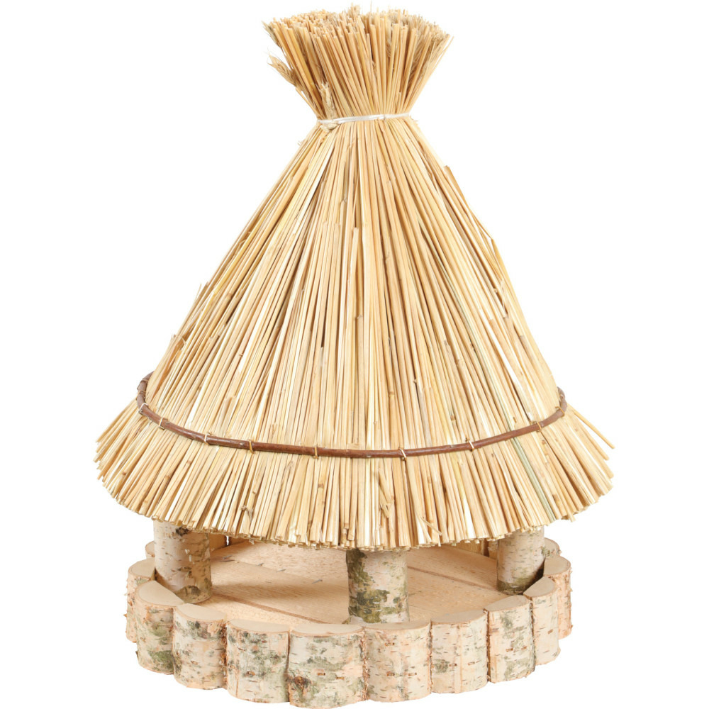 Mangeoire paillote ronde ø31 cm hauteur 47 cm, pour oiseaux