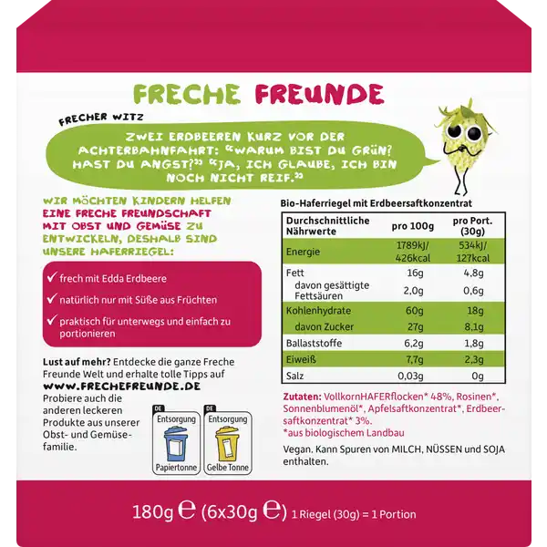 Bio Fruchtiger Haferriegel Erdbeere