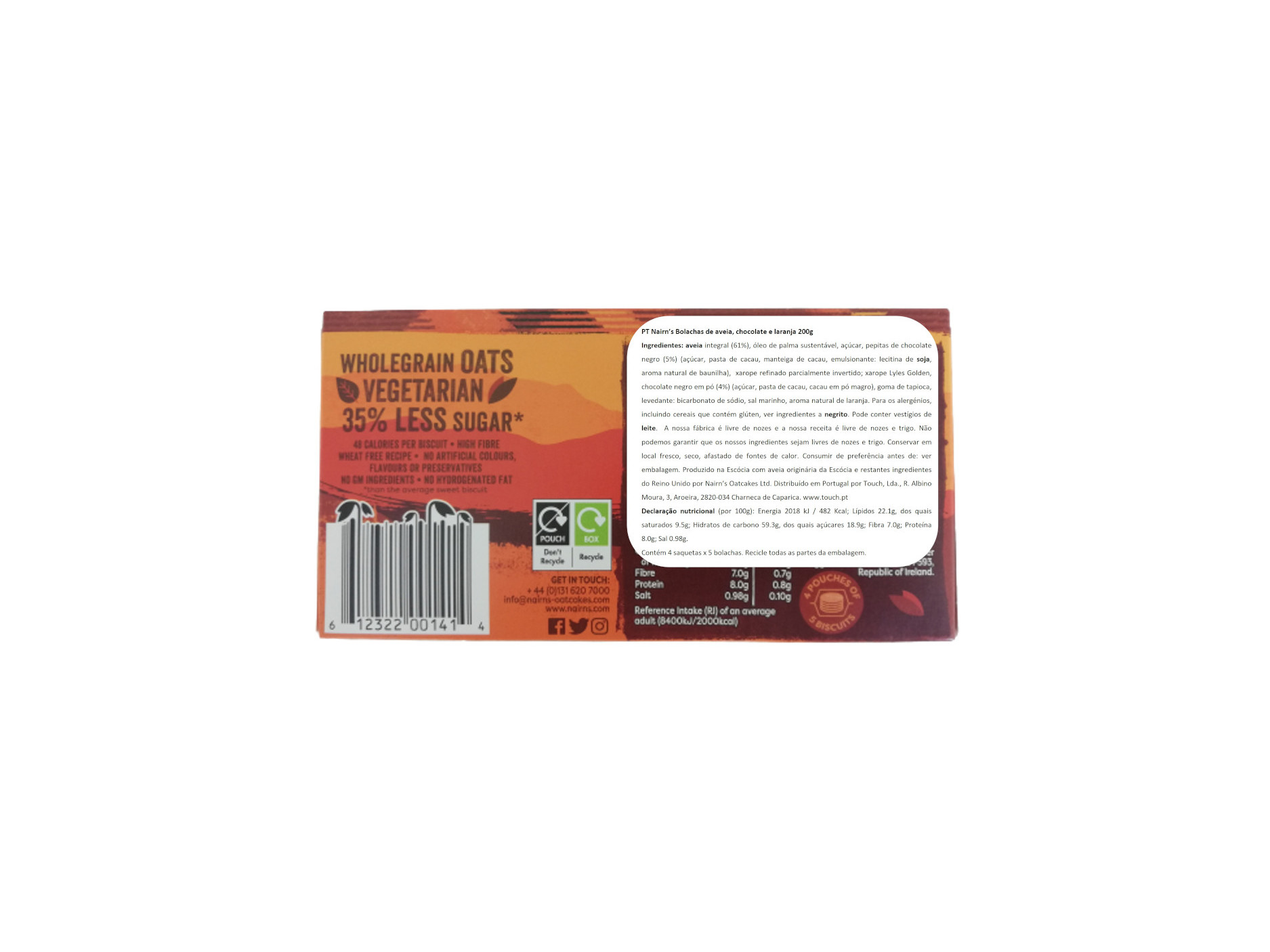BOLACHAS NAIRNS AVEIA CHOCOLATE E LARANJA 200G