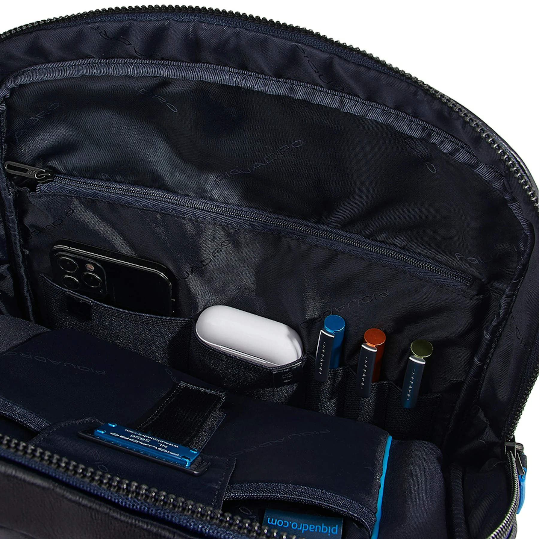 Sac à dos en cuir avec poche | Bleu