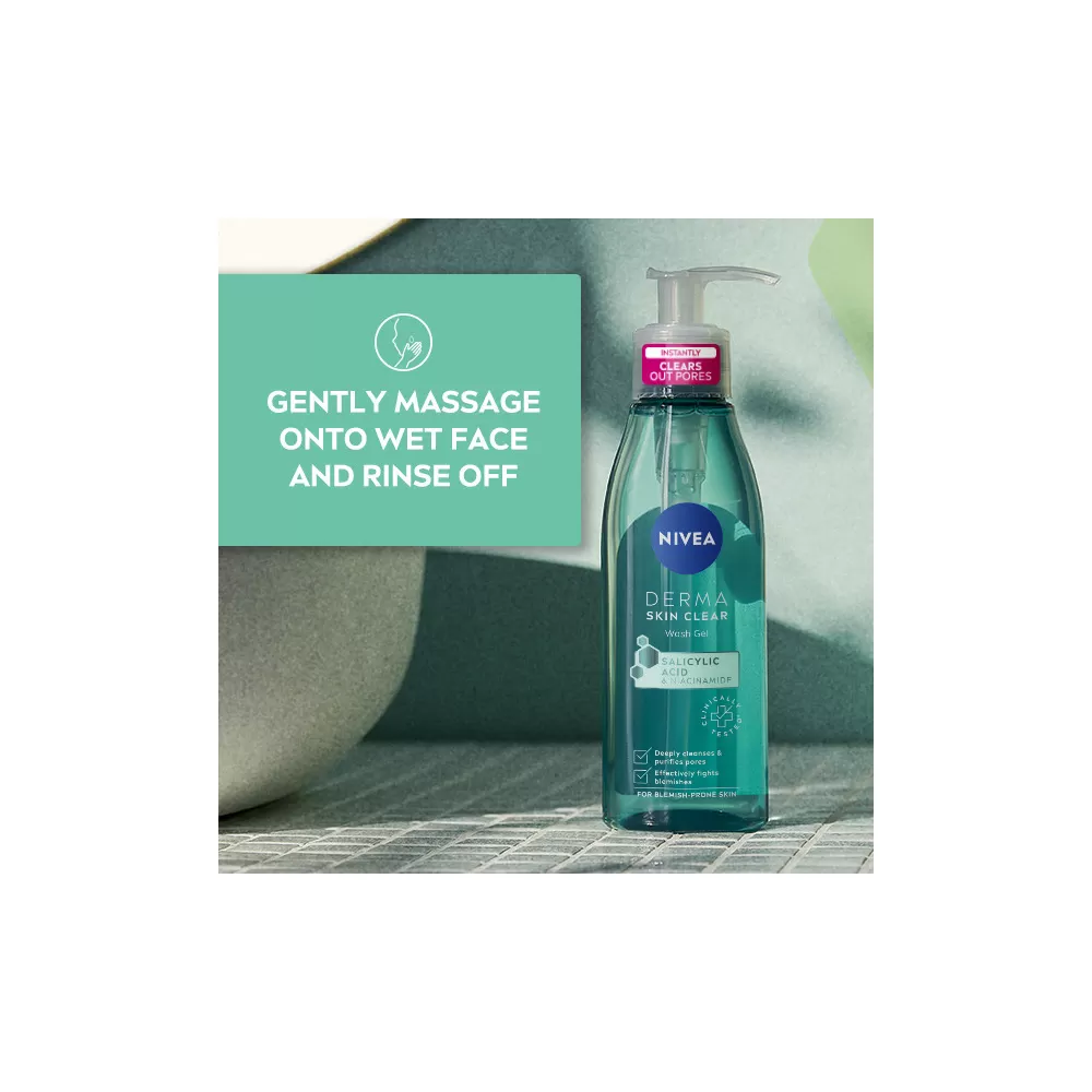 Nivea Derma Skin Clear Wash Gel - 150 ml.