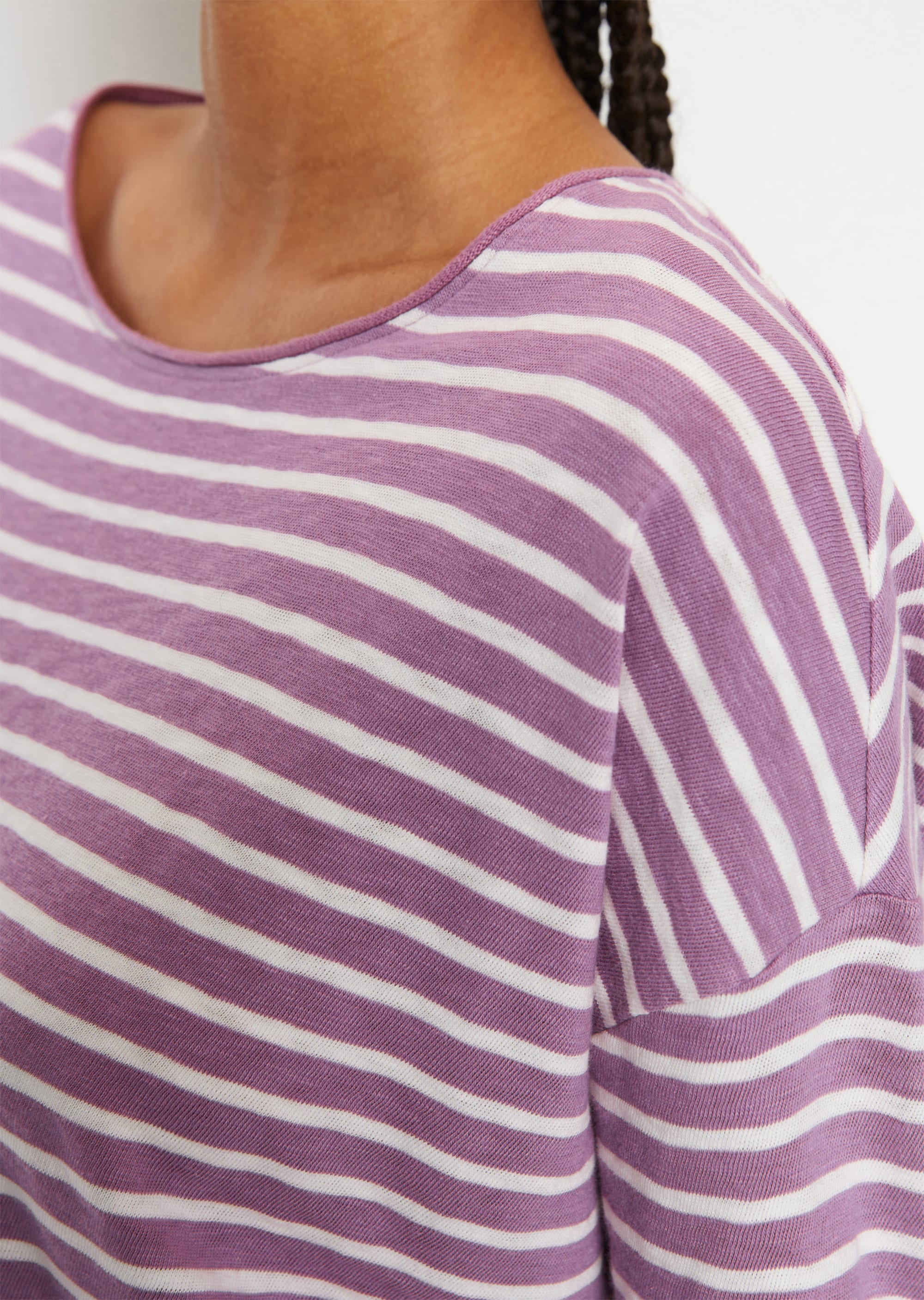 Gestreiftes Longsleeve oversize aus Heavy-Cosy-Slub-Jersey