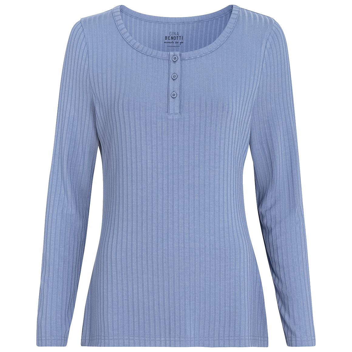 Gina Benotti Damen Schlafshirt mit kurzer Knopfleiste hellblau